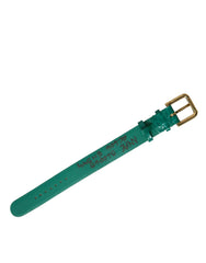 Dolce & Gabbana Green Textured Leather Gold Tone Metal Buckle Neckband -   -  Dolce & Gabbana.