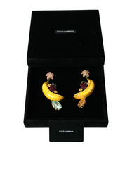 Dolce & Gabbana Gold Brass Crystal Banana Clip-on Jewelry Dangling Earrings -   -  Dolce & Gabbana.