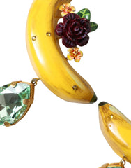 Dolce & Gabbana Gold Brass Crystal Banana Clip-on Jewelry Dangling Earrings -   -  Dolce & Gabbana.