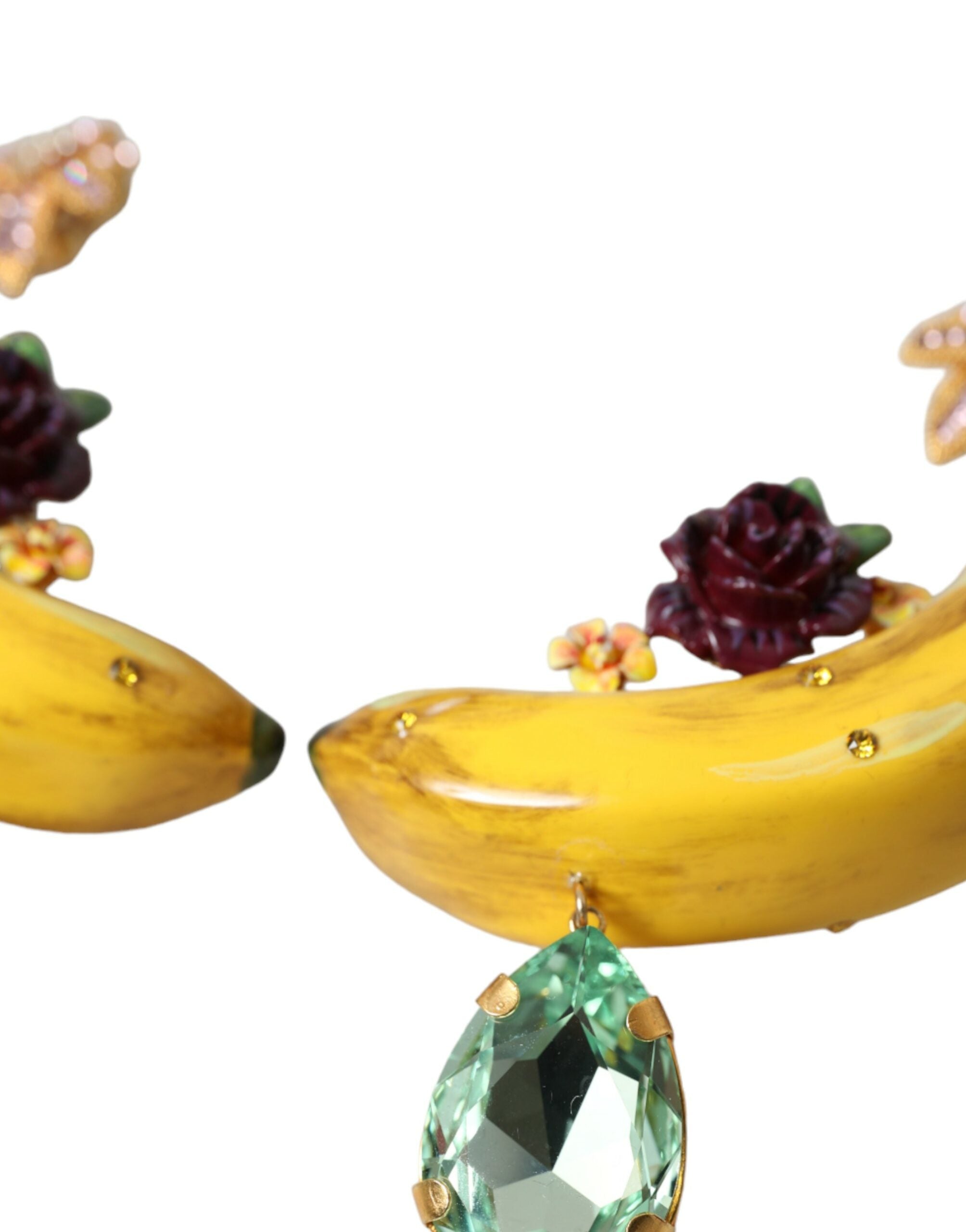 Dolce & Gabbana Gold Brass Crystal Banana Clip-on Jewelry Dangling Earrings -   -  Dolce & Gabbana.