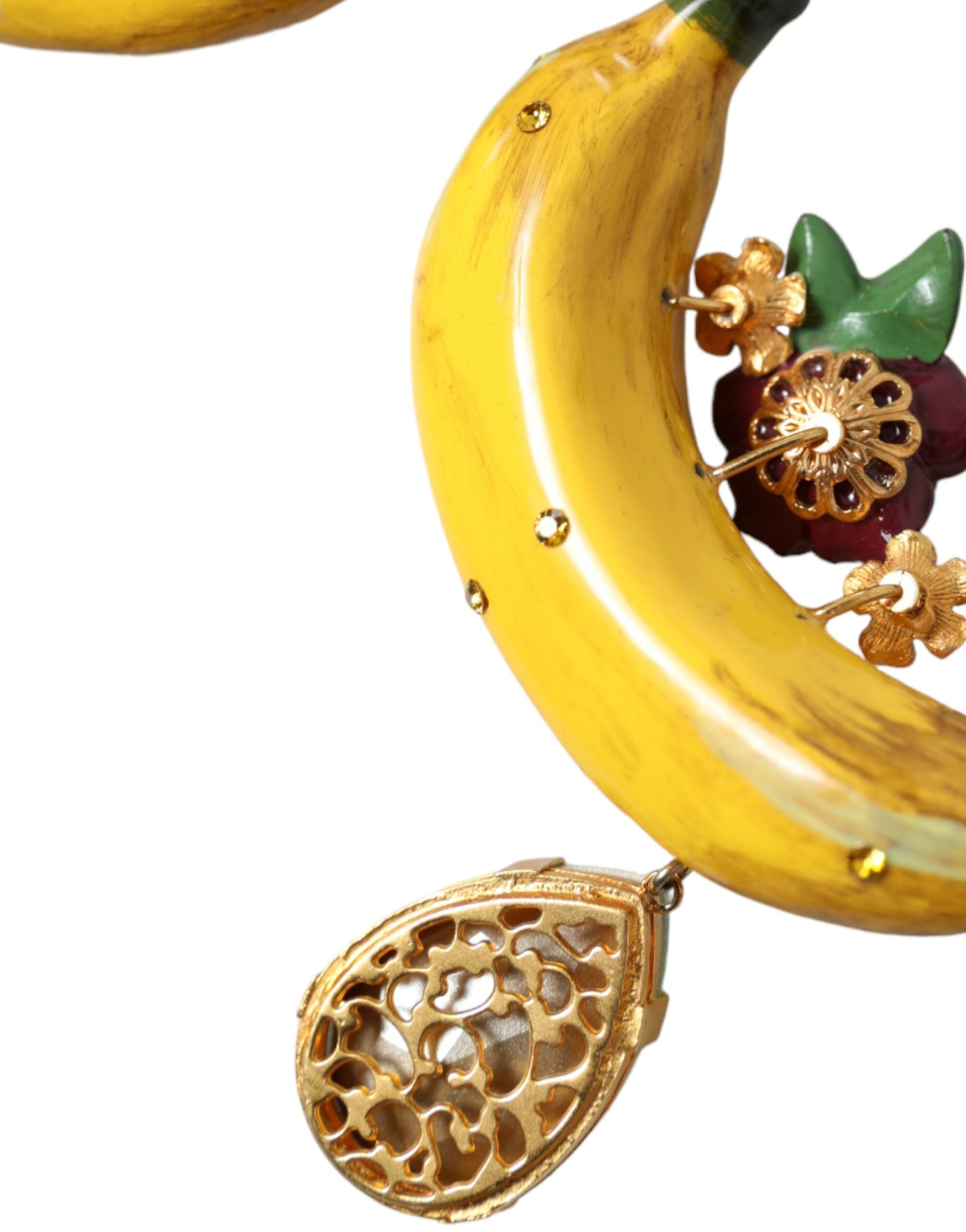 Dolce & Gabbana Gold Brass Crystal Banana Clip-on Jewelry Dangling Earrings -   -  Dolce & Gabbana.