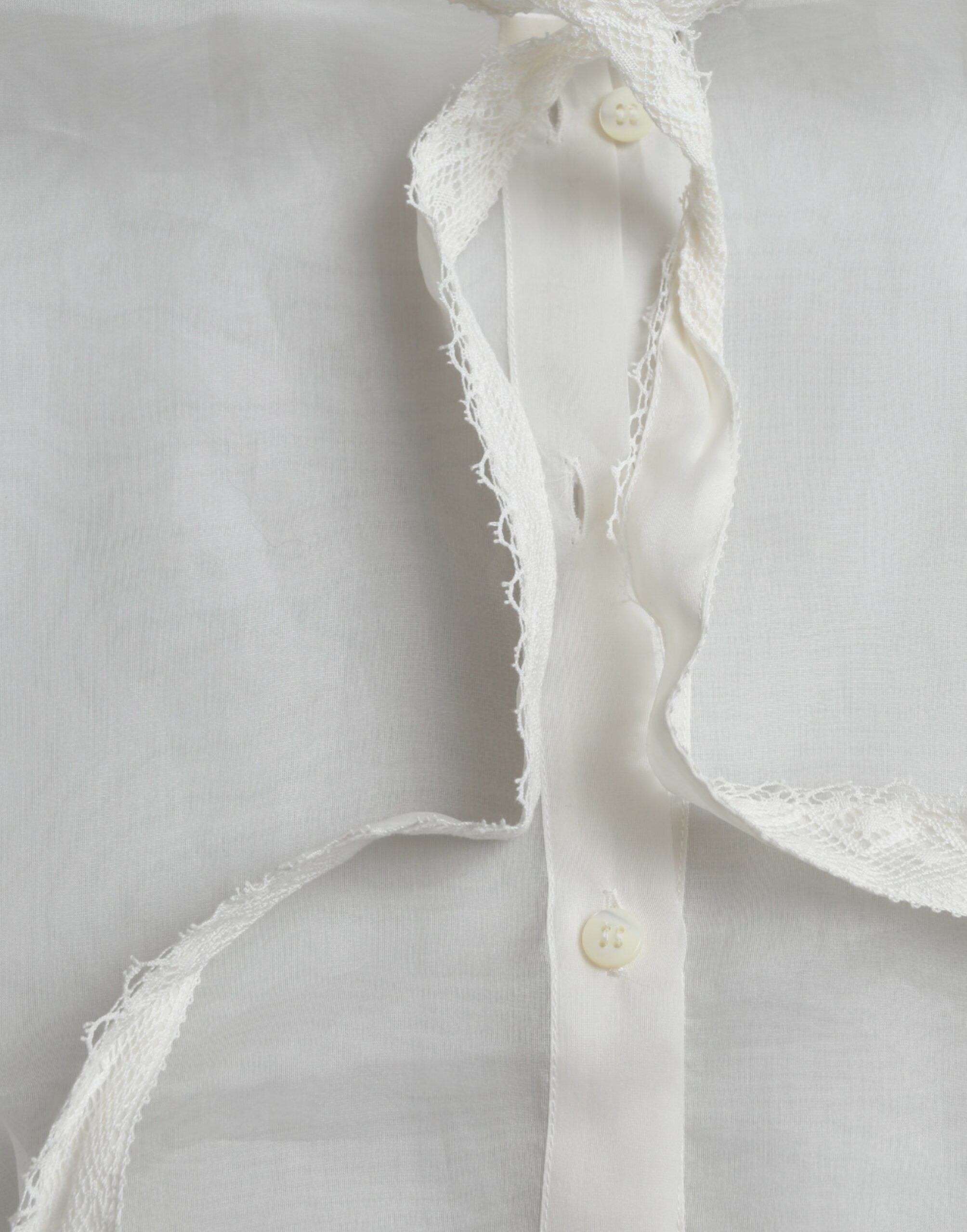 Dolce & Gabbana White Silk Long Sleeves Ascot Collar Top -   -  Dolce & Gabbana.