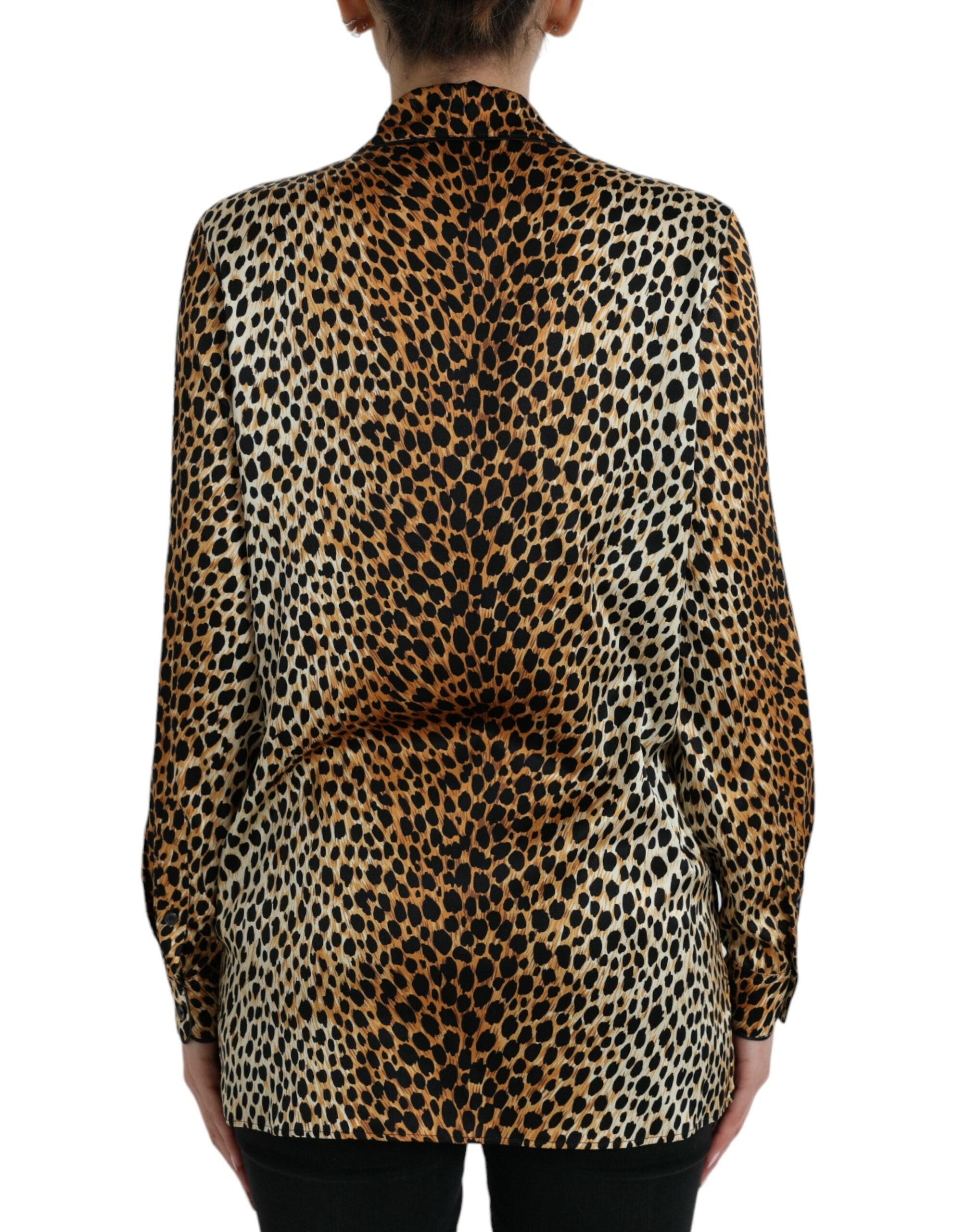 Dolce & Gabbana Brown Leopard Print Long Sleeves Blouse Top -   -  Dolce & Gabbana.