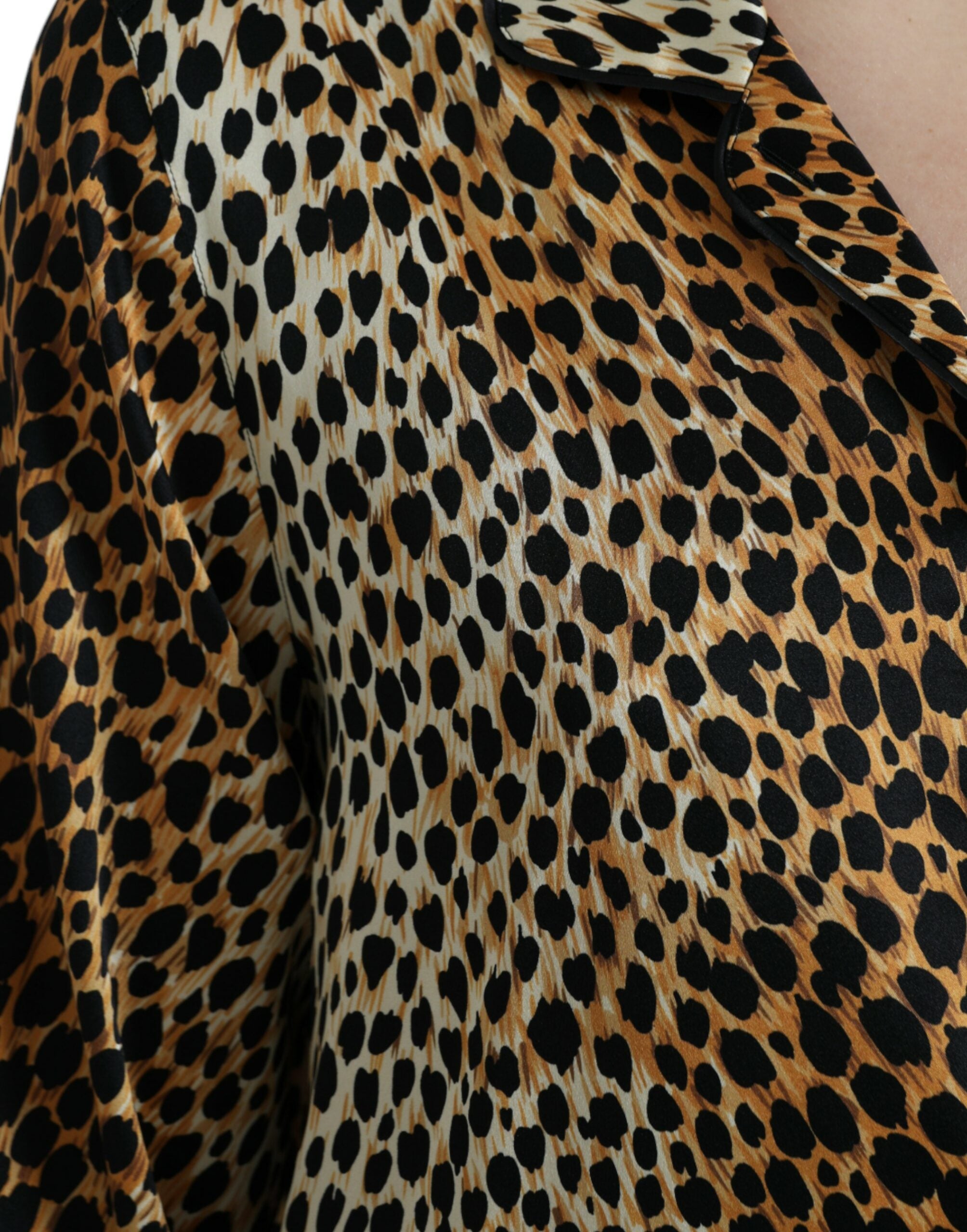 Dolce & Gabbana Brown Leopard Print Long Sleeves Blouse Top -   -  Dolce & Gabbana.