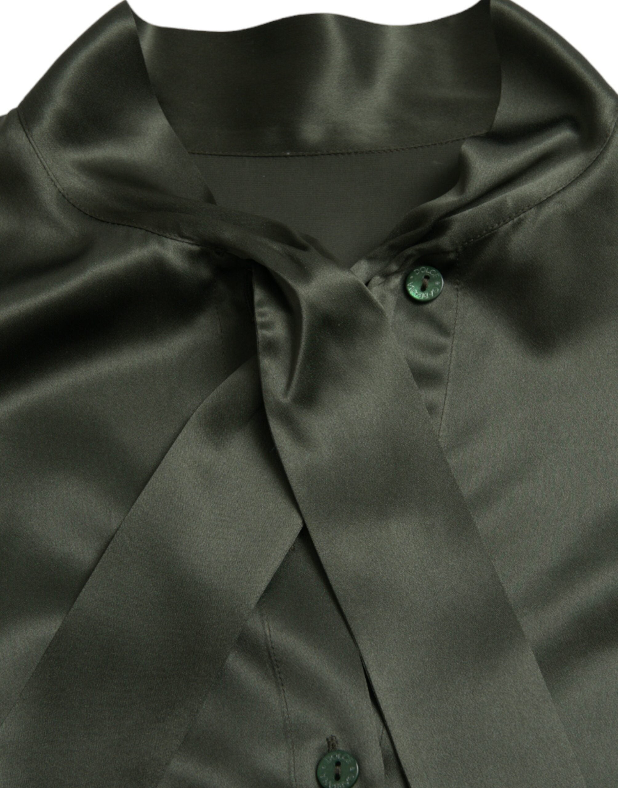 Dolce & Gabbana Gray Long Sleeves Ascot Collar Blouse Top -   -  Dolce & Gabbana.