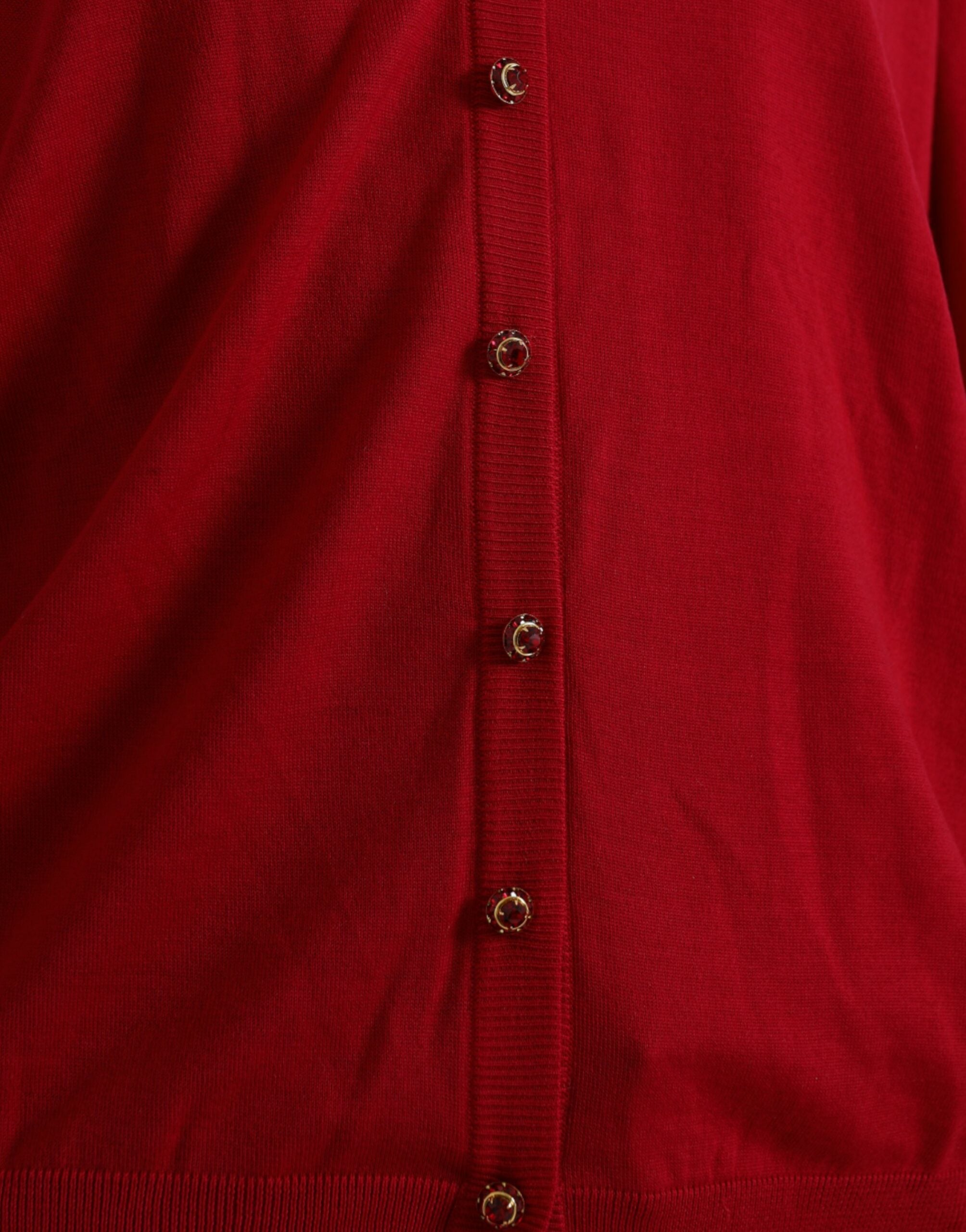 Dolce & Gabbana Red Wool V-neck Buttoned Cardigan Sweater -   -  Dolce & Gabbana.