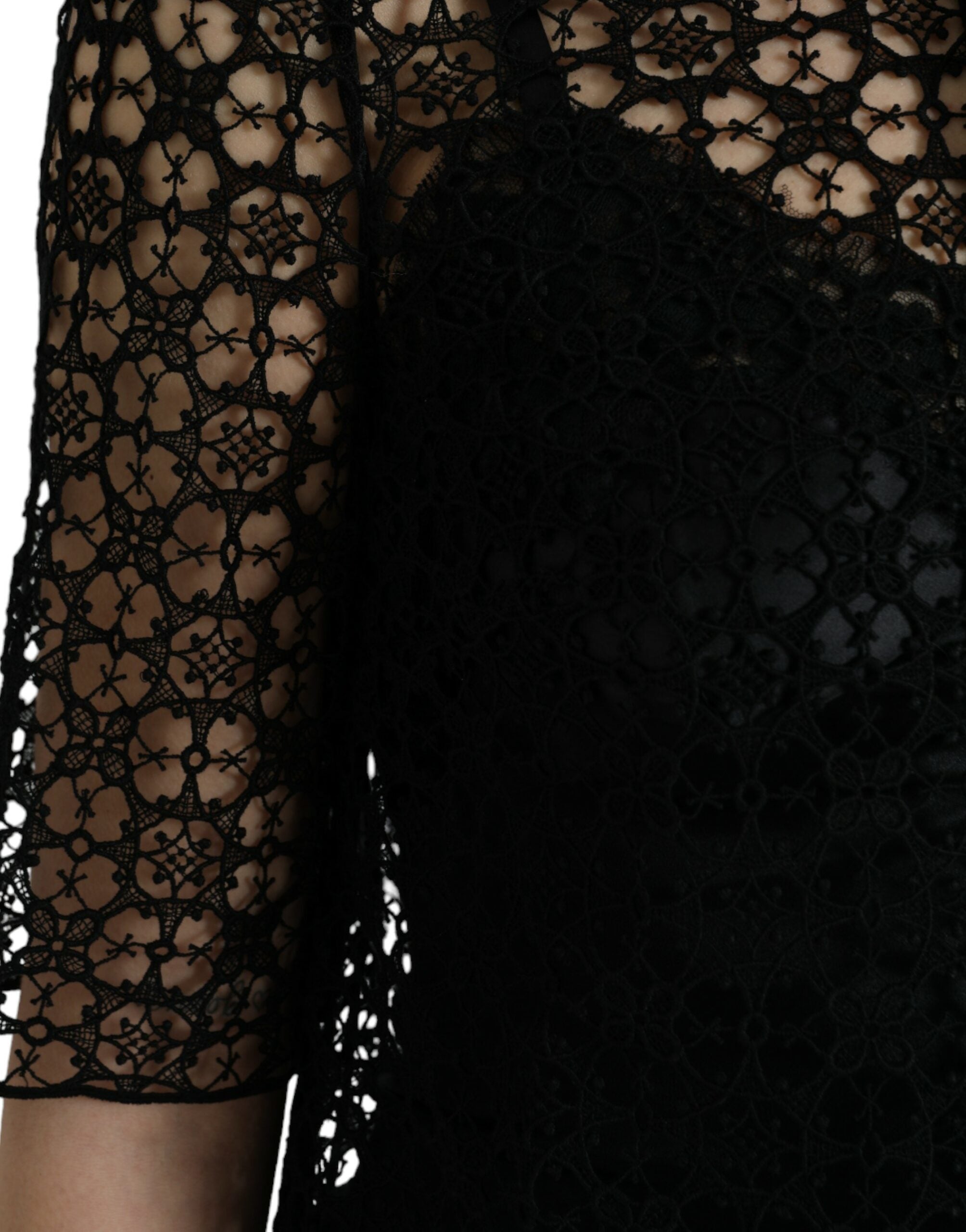 Dolce & Gabbana Black Floral Lace Short Sleeves Blouse Top -   -  Dolce & Gabbana.