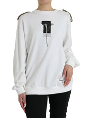 Dolce & Gabbana White Floral Cotton Crew Neck Pullover Sweater -   -  Dolce & Gabbana.