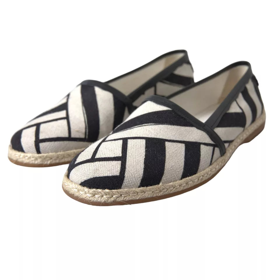 Dolce & Gabbana Black White Stripes Slip On Espadrille Shoes -   -  Dolce & Gabbana.
