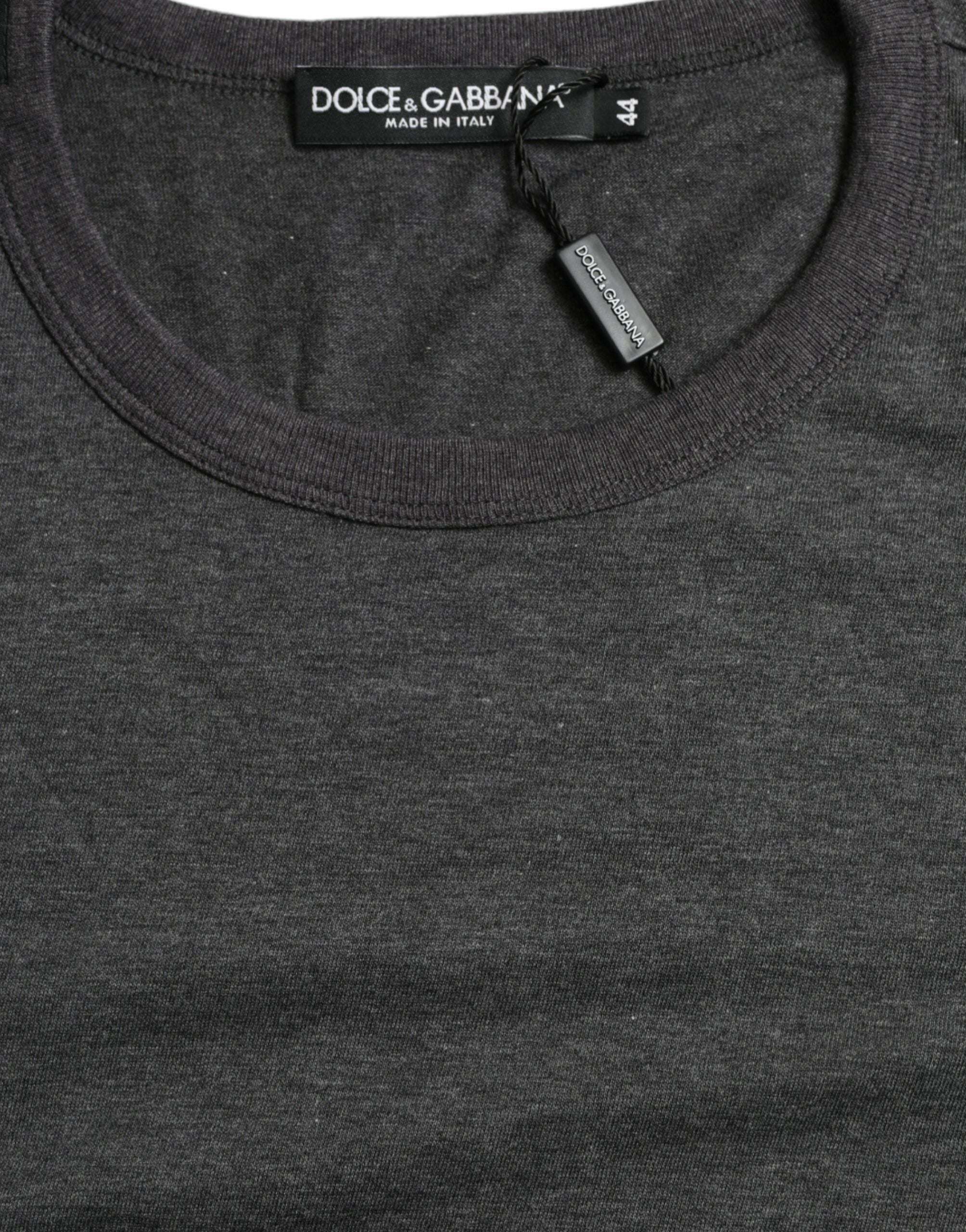 Dolce & Gabbana Dark Gray Cotton Crew Neck T-shirt -   -  Dolce & Gabbana.