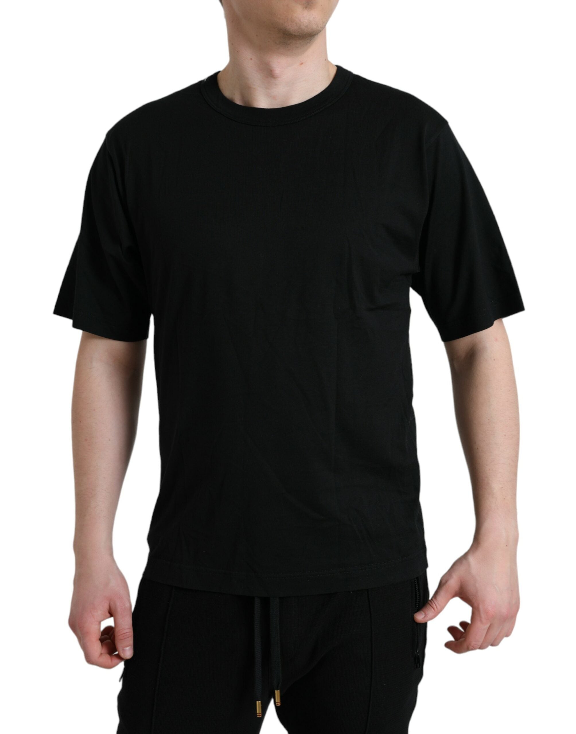 Dolce & Gabbana Black Logo Embossed Crew Neck Short Sleeves T-shirt -   -  Dolce & Gabbana.