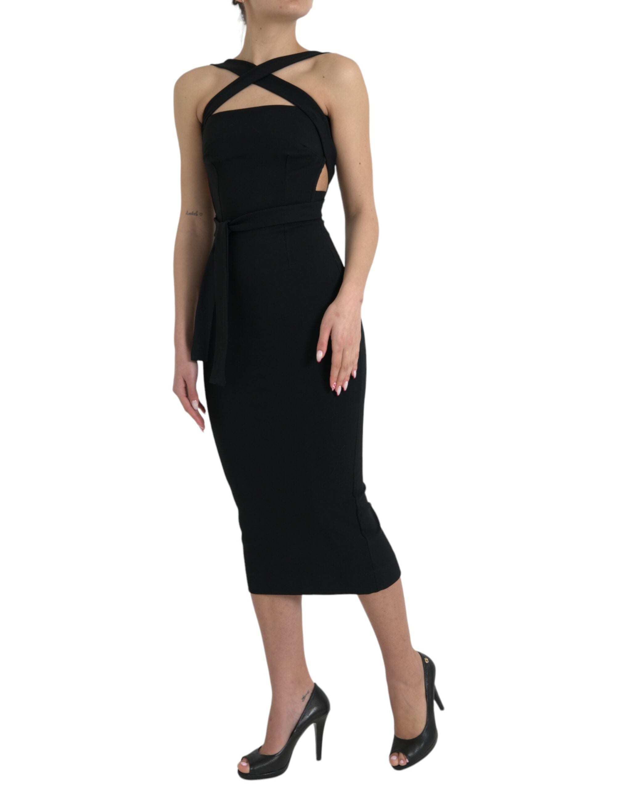 Dolce & Gabbana Black Sheath Halter Sleeveless Midi Dress -   -  Dolce & Gabbana.