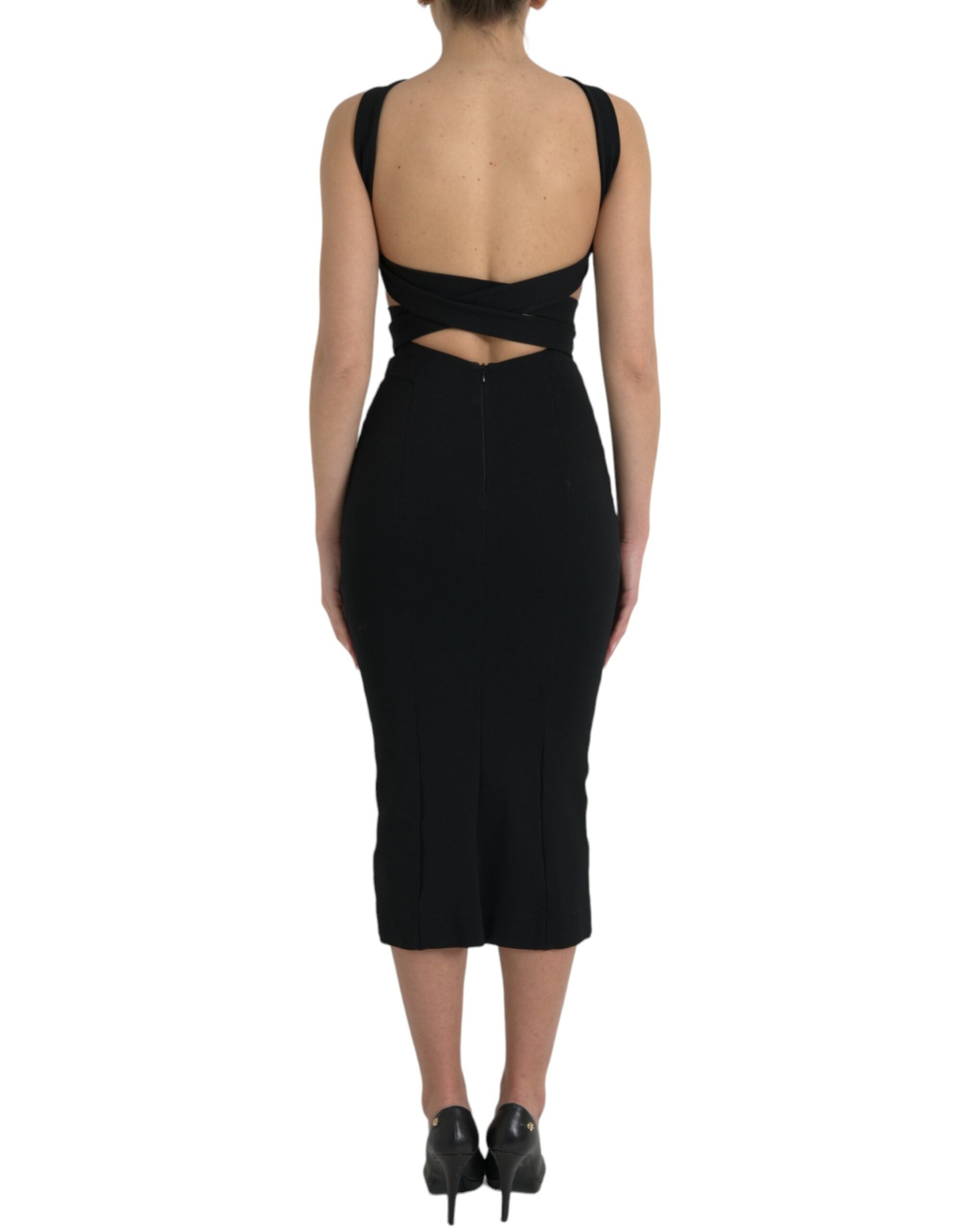 Dolce & Gabbana Black Sheath Halter Sleeveless Midi Dress -   -  Dolce & Gabbana.