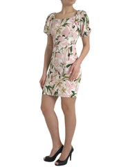 Dolce & Gabbana Pink Lily Viscose Sheath Stretch Mini Dress -   -  Dolce & Gabbana.