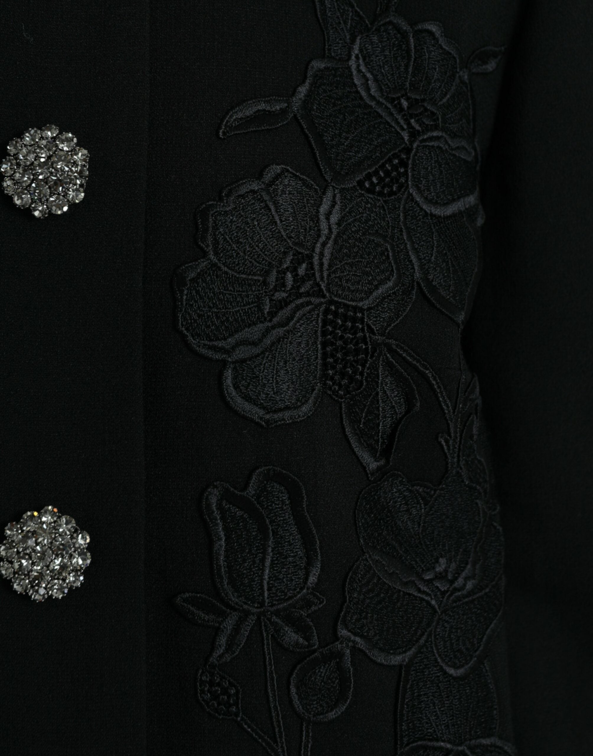 Dolce & Gabbana Black Floral Wool Button Embellished Jacket -   -  Dolce & Gabbana.