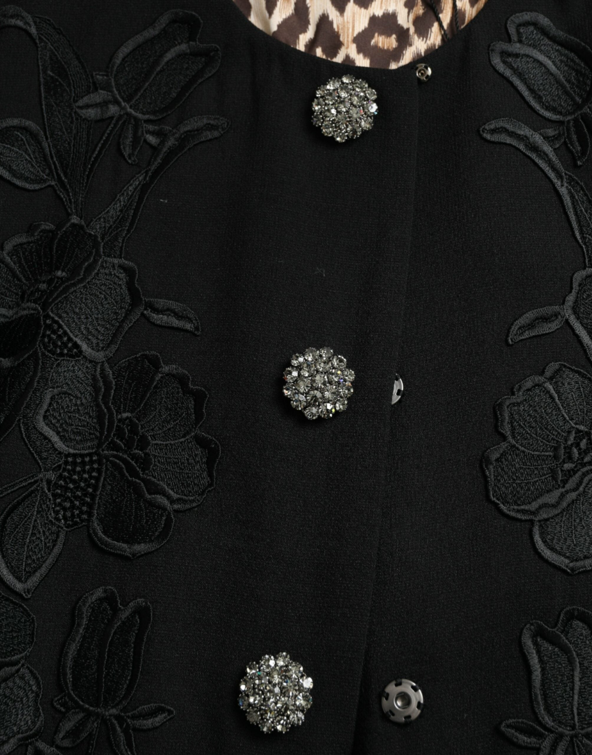 Dolce & Gabbana Black Floral Wool Button Embellished Jacket -   -  Dolce & Gabbana.
