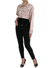 Dolce & Gabbana Pink Cotton Stretch Collared Cropped Jacket -   -  Dolce & Gabbana.