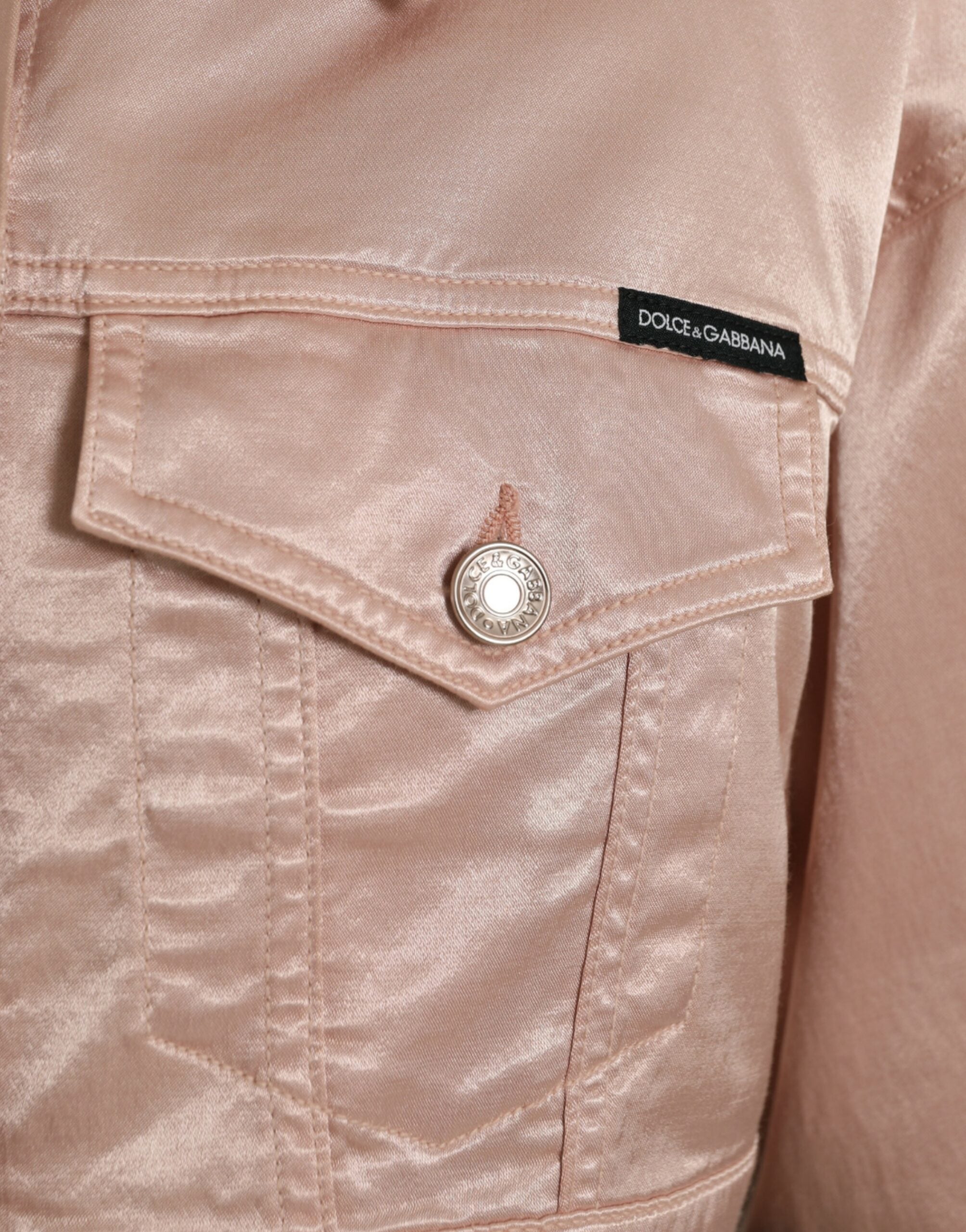 Dolce & Gabbana Pink Cotton Stretch Collared Cropped Jacket -   -  Dolce & Gabbana.