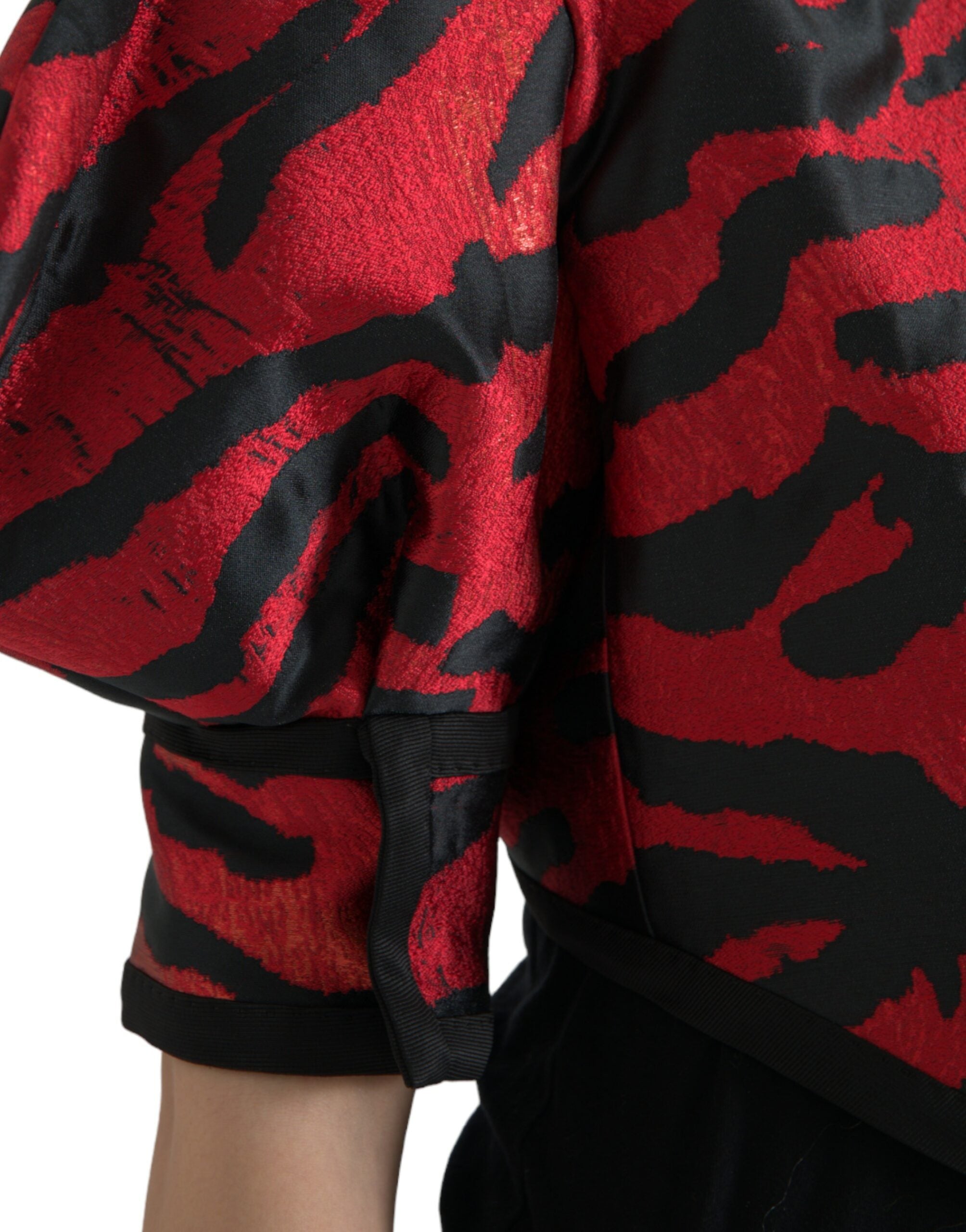 Dolce & Gabbana Black Red Patterned Cropped Coat Jacket -   -  Dolce & Gabbana.