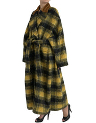 Dolce & Gabbana Yellow Checkered Long Sleeve Coat Jacket -   -  Dolce & Gabbana.