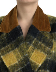 Dolce & Gabbana Yellow Checkered Long Sleeve Coat Jacket -   -  Dolce & Gabbana.