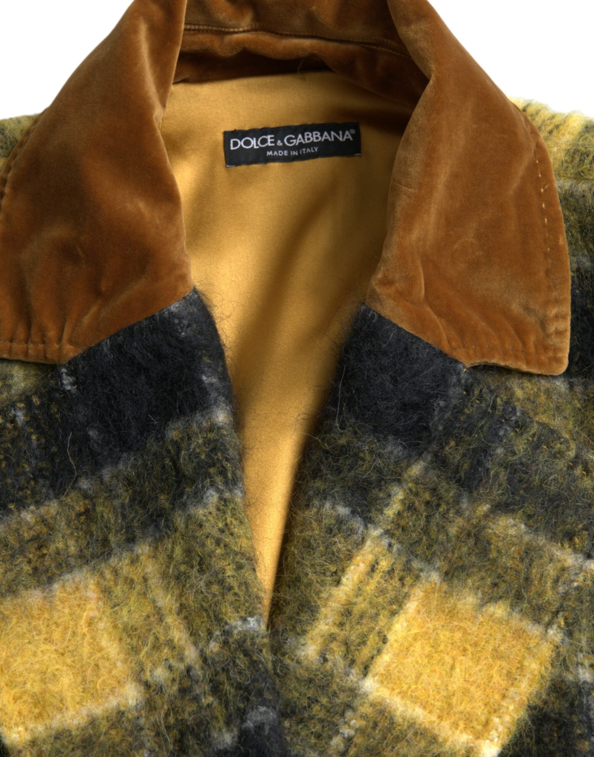 Dolce & Gabbana Yellow Checkered Long Sleeve Coat Jacket -   -  Dolce & Gabbana.