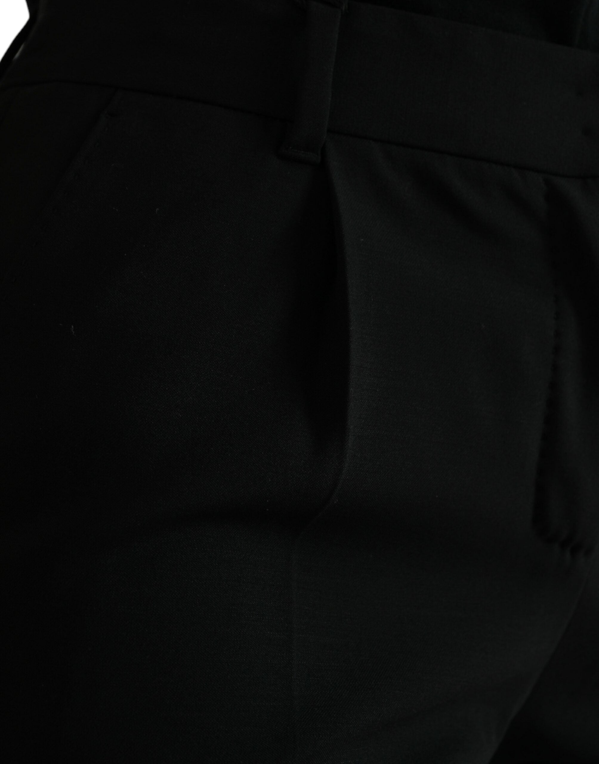 Dolce & Gabbana Black Wool Mid Waist Tapered Pants -   -  Dolce & Gabbana.