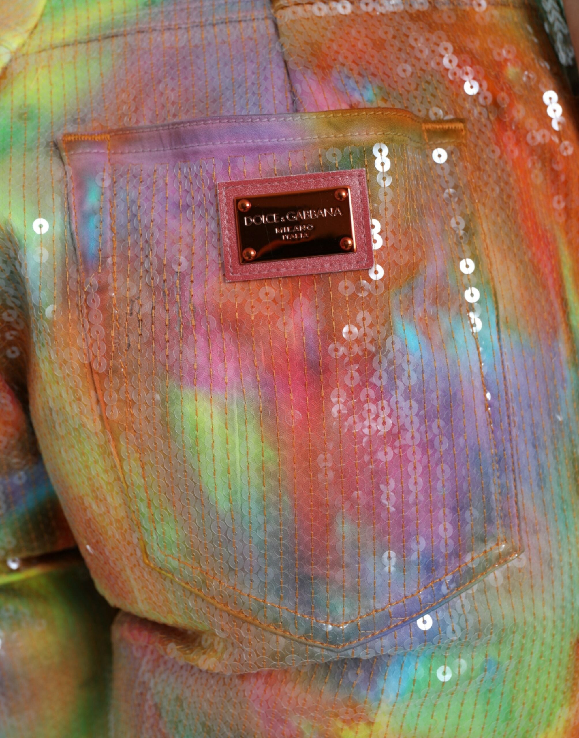 Dolce & Gabbana Multicolor Tie Dye Sequined High Waist Cropped Pants -   -  Dolce & Gabbana.