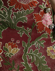 Dolce & Gabbana Maroon Floral Jacquard A-line Mini Skirt -   -  Dolce & Gabbana.