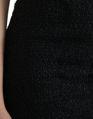 Dolce & Gabbana Black Wool High Waist Pencil Cut Midi Skirt -   -  Dolce & Gabbana.