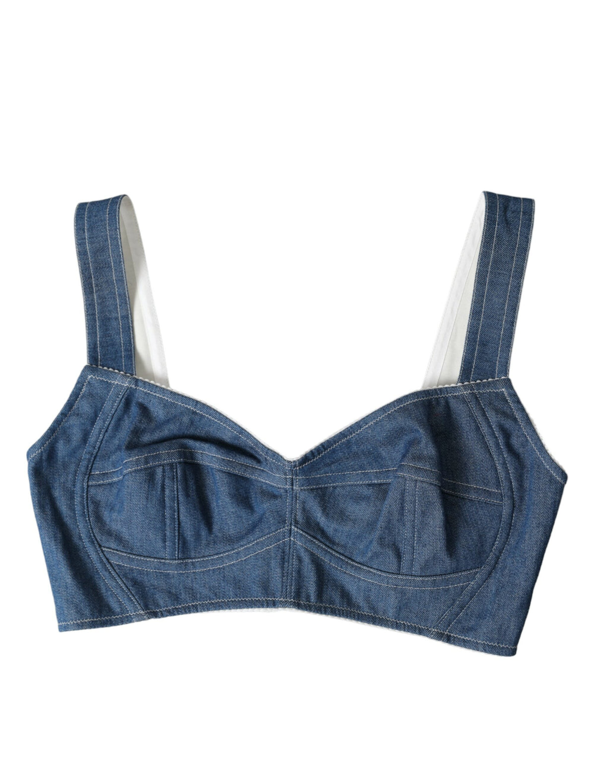Dolce & Gabbana Blue Sleeveless Bustier Crop Cotton Denim Top -   -  Dolce & Gabbana.