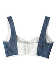 Dolce & Gabbana Blue Sleeveless Bustier Crop Cotton Denim Top -   -  Dolce & Gabbana.