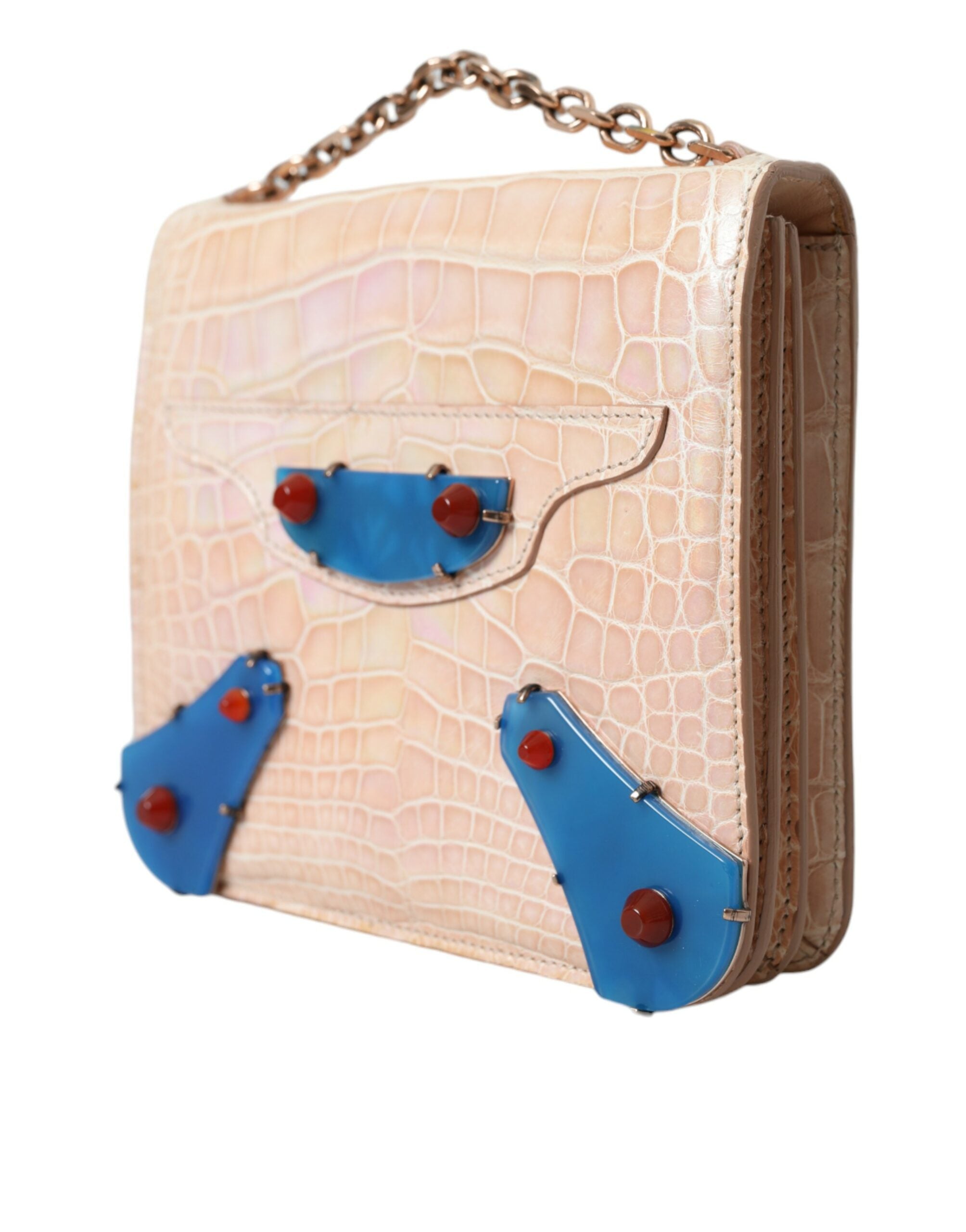 Balenciaga Beige Blue Agate Exotic Leather Gold Chain Purse Bag -  Luxury Clutch Bag for Women -  Balenciaga.
