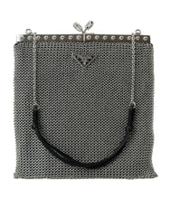Prada Gray Chain Metal Mesh Logo Plaque Bandoliera Shoulder Bag -  Luxury Shoulder Bag for Women -  Prada.