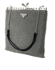 Prada Gray Chain Metal Mesh Logo Plaque Bandoliera Shoulder Bag -  Luxury Shoulder Bag for Women -  Prada.