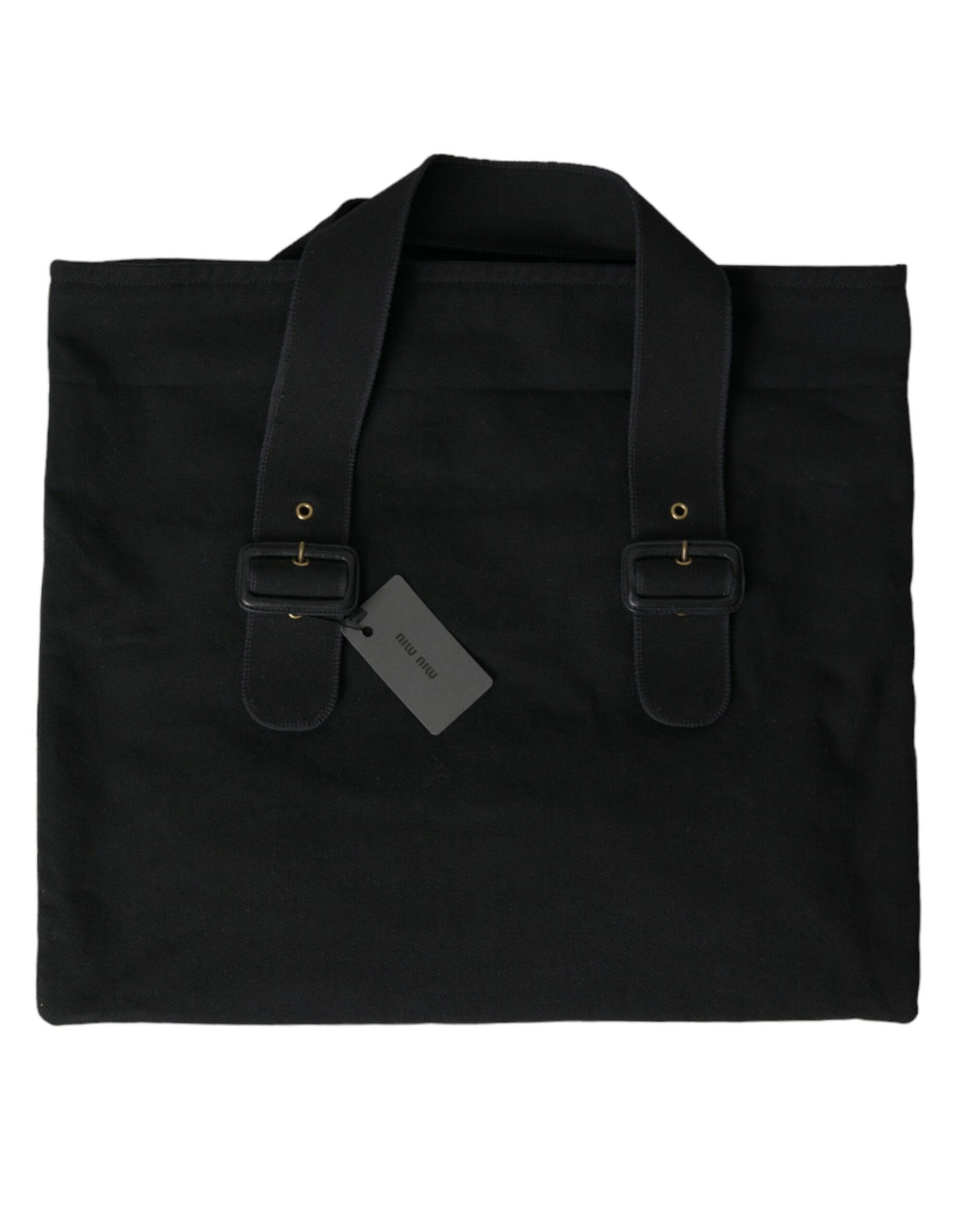 Miu Miu Black Canvas Denim Logo Shoulder Tote Shopping Bag -  Luxury Shopper Bag for Women -  Miu Miu.