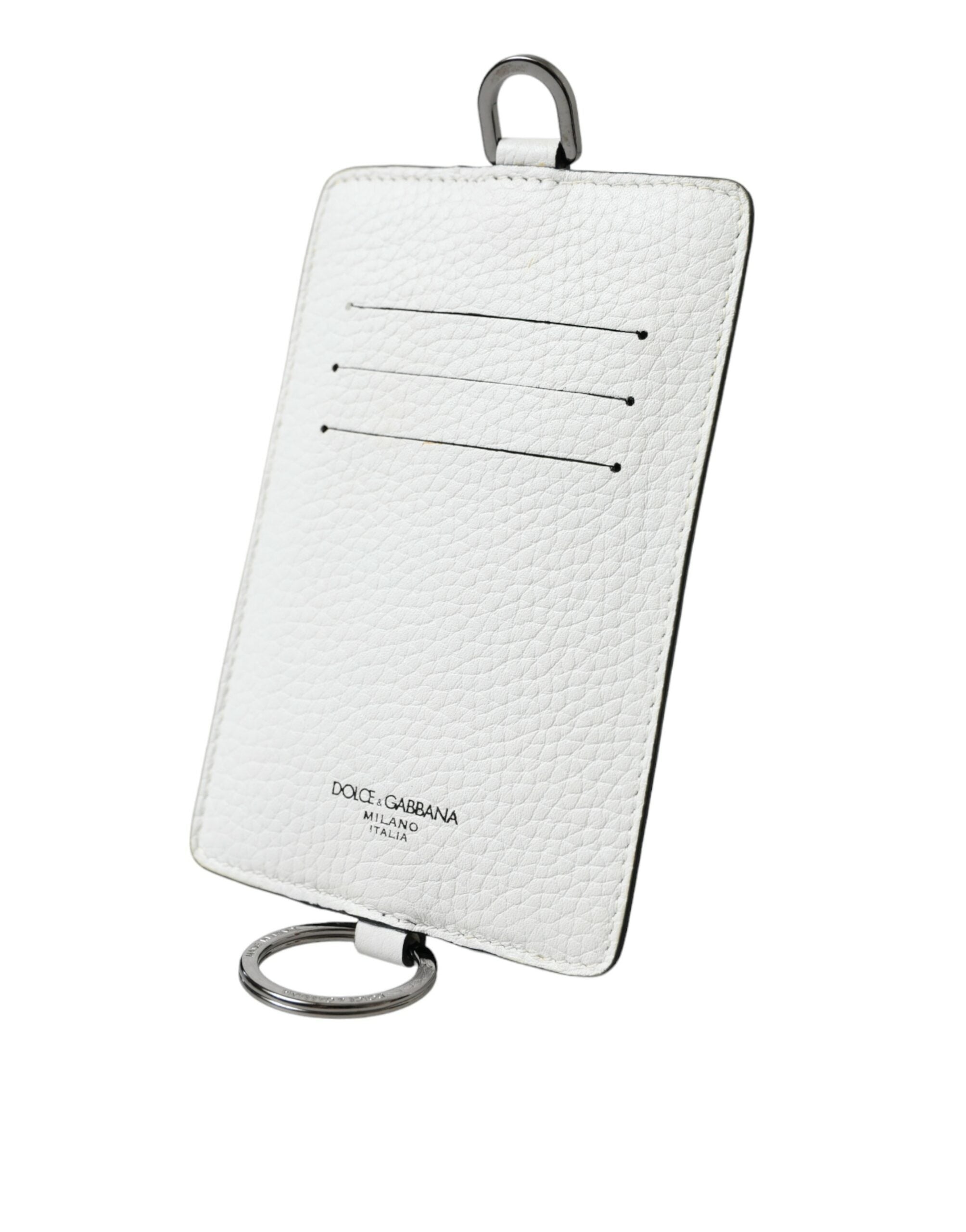 Dolce & Gabbana White Calf Leather Lanyard Logo Card Holder Wallet -  Wallets for Men -  Dolce & Gabbana.