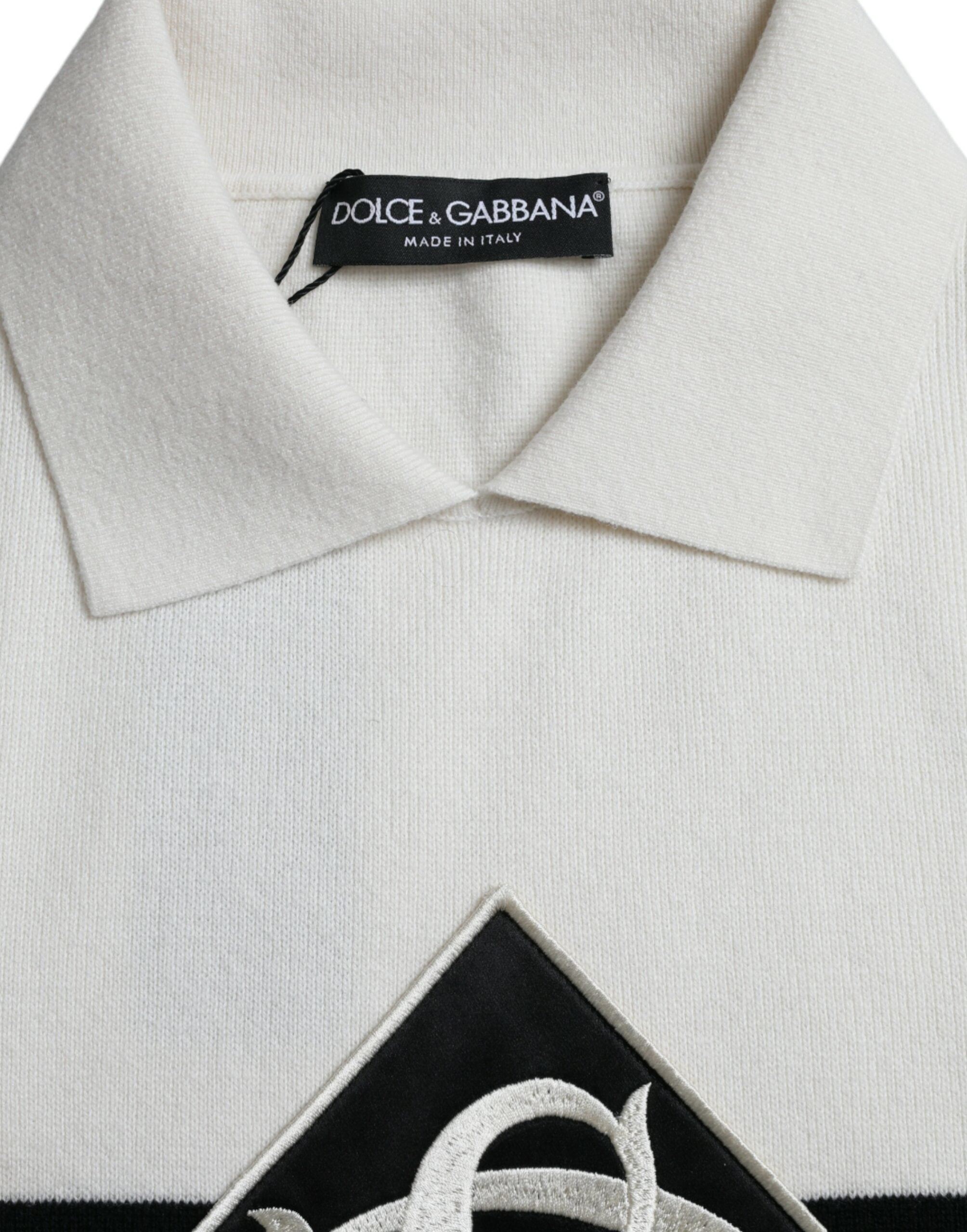 Dolce & Gabbana White DG Logo Collared Henley Shirt T-shirt -   -  Dolce & Gabbana.