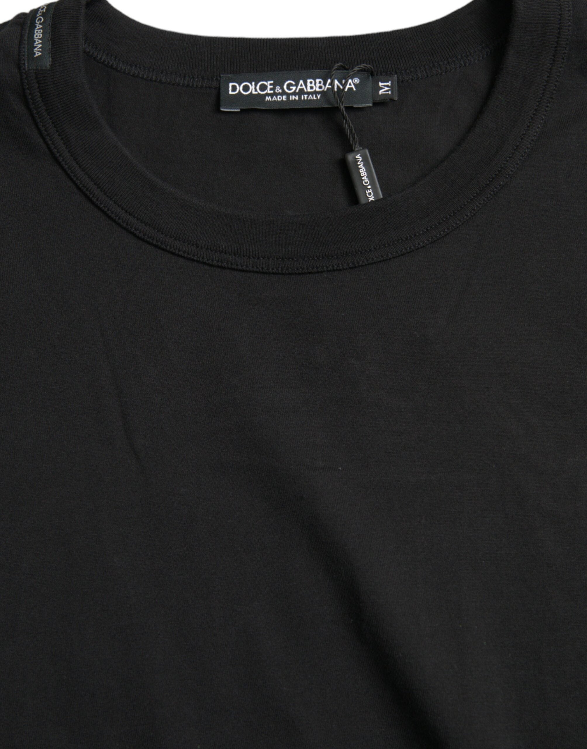 Dolce & Gabbana Black Logo Embossed Crew Neck Short Sleeves T-shirt -   -  Dolce & Gabbana.