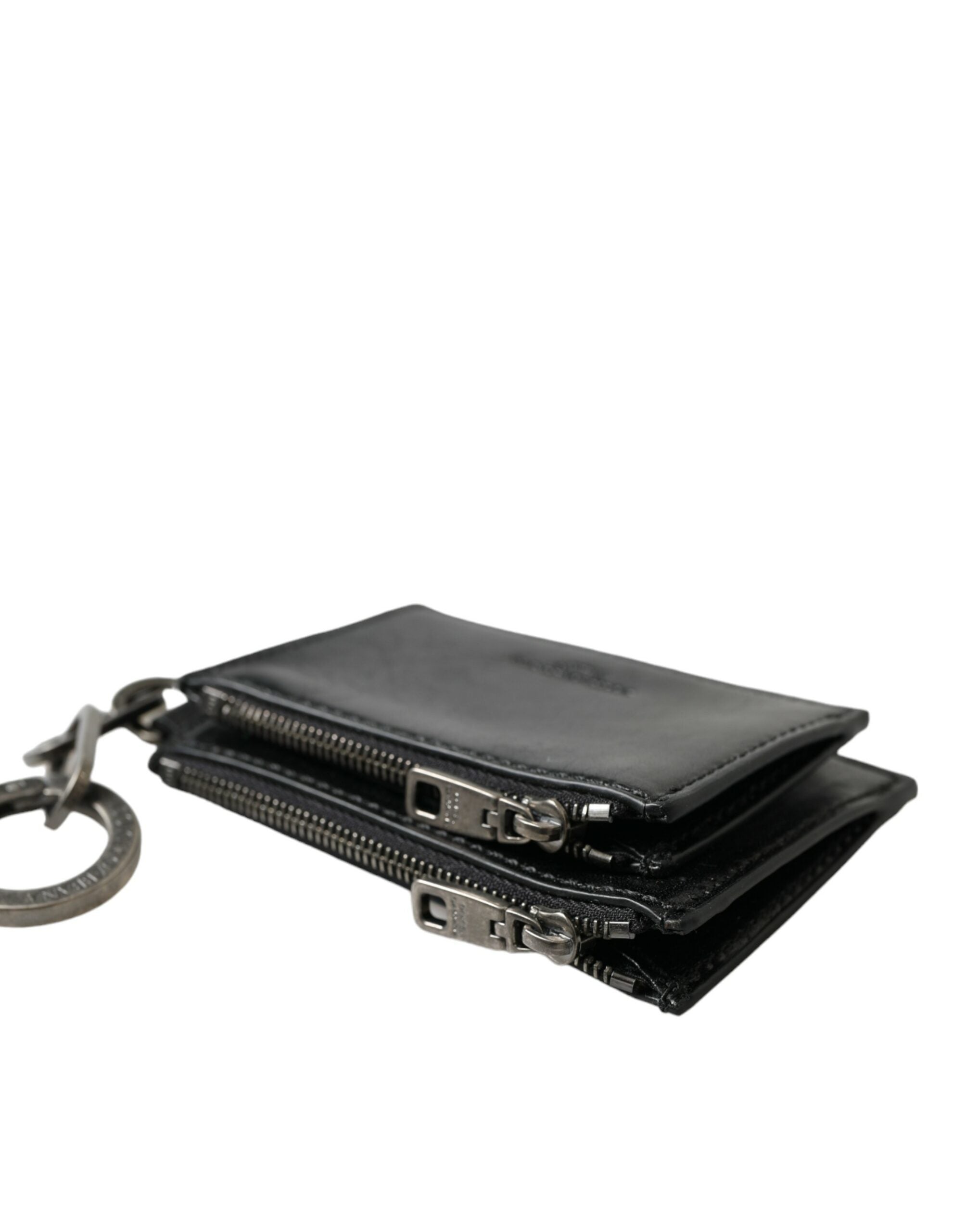 Dolce & Gabbana Black Leather Zip Logo Keyring Coin Purse Keyring Wallet -  Wallets for Men -  Dolce & Gabbana.