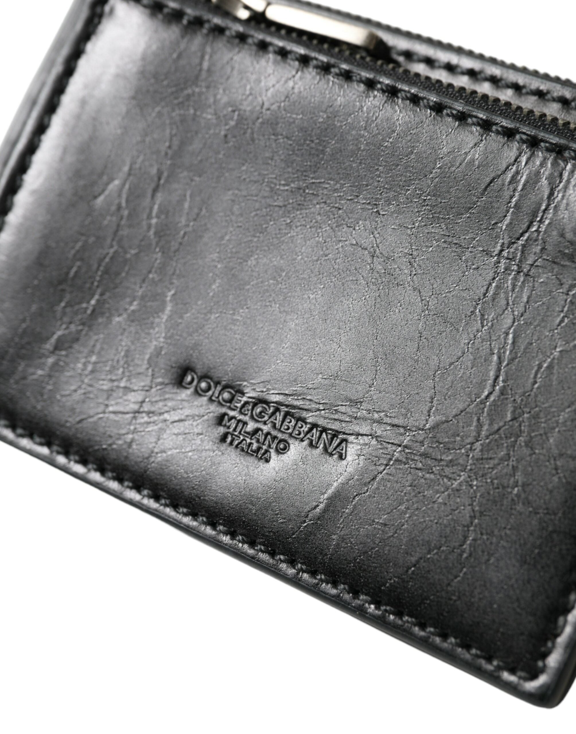 Dolce & Gabbana Black Leather Zip Logo Keyring Coin Purse Keyring Wallet -  Wallets for Men -  Dolce & Gabbana.