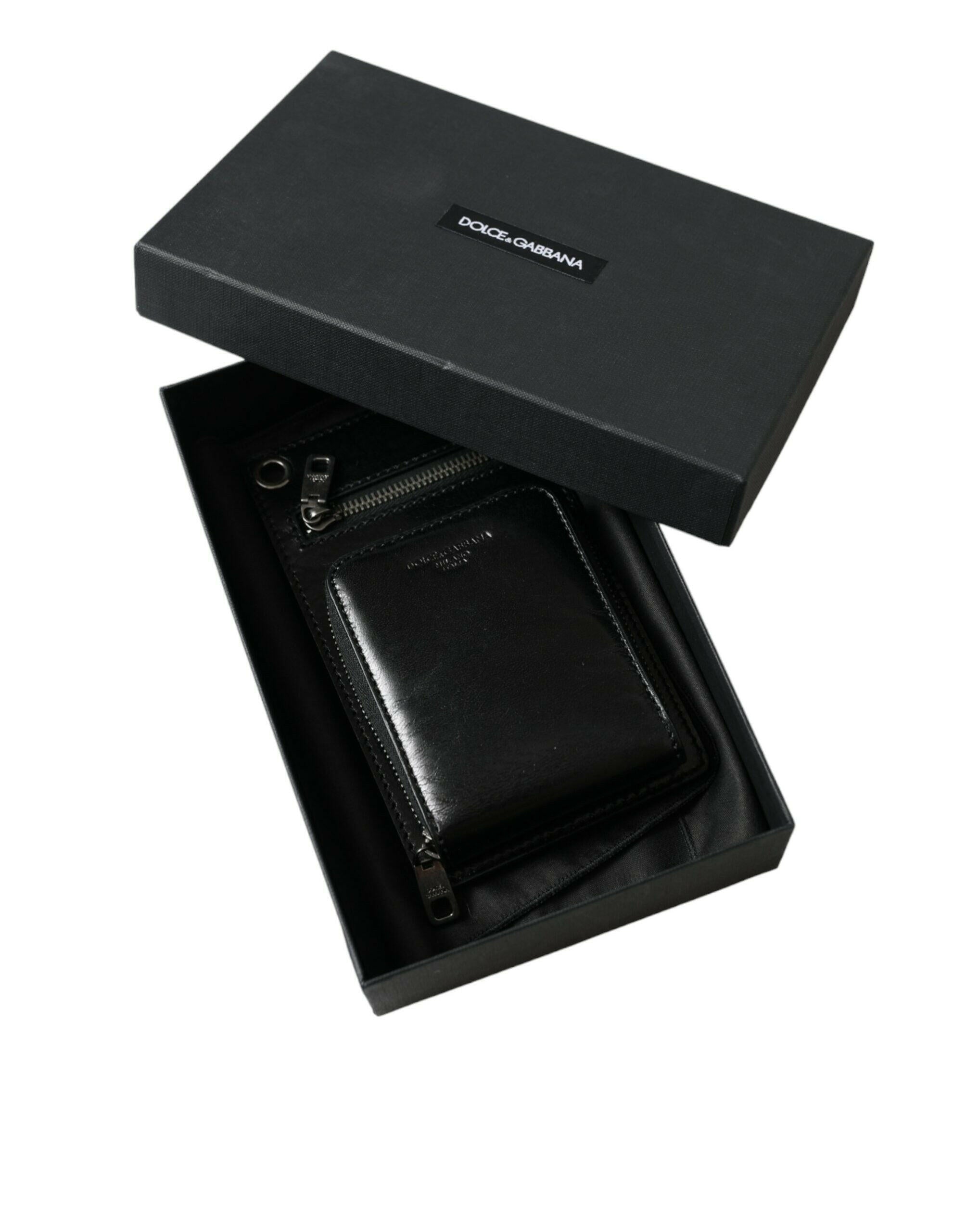 Dolce & Gabbana Wallet Black Horse Leather Zip Logo Cross Body Phone Slot -   -  Dolce & Gabbana.