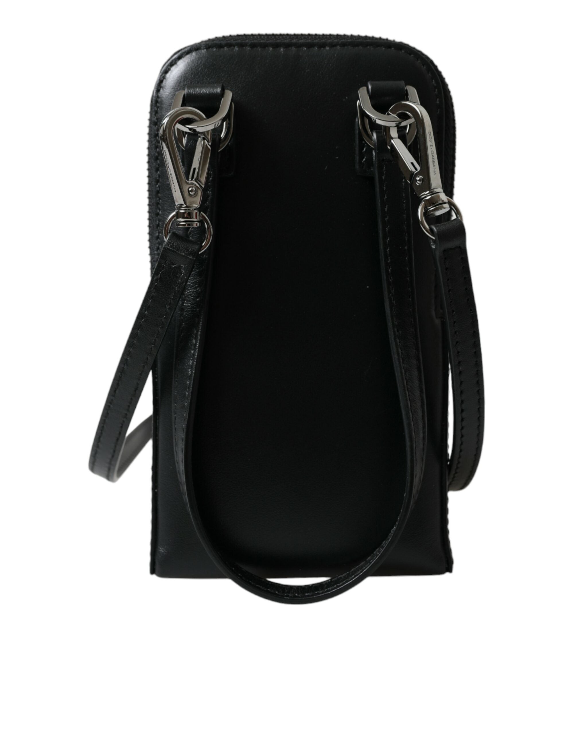 Dolce & Gabbana Black Leather Zip Around Logo Print Lanyard Strap Wallet -  Wallets for Men -  Dolce & Gabbana.