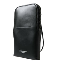 Dolce & Gabbana Black Leather Zip Around Logo Print Lanyard Strap Wallet -  Wallets for Men -  Dolce & Gabbana.