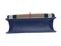 Burberry Macken Small Regency Blue House Check Leather Crossbody Bag -  Luxury Cross Body Bag for Women -  Burberry.
