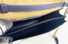 Burberry Macken Small Regency Blue House Check Leather Crossbody Bag -  Luxury Cross Body Bag for Women -  Burberry.