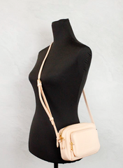 Burberry Small Branded Peach Pink Grainy Leather Camera Crossbody Bag -  Luxury Cross Body Bag for Women -  Burberry.