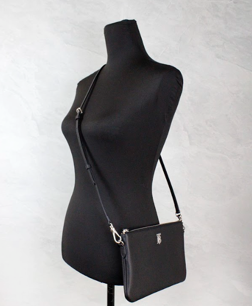 Burberry Peyton Monogram Black Leather Pouch Crossbody Bag Purse -  Luxury Cross Body Bag for Women -  Burberry.