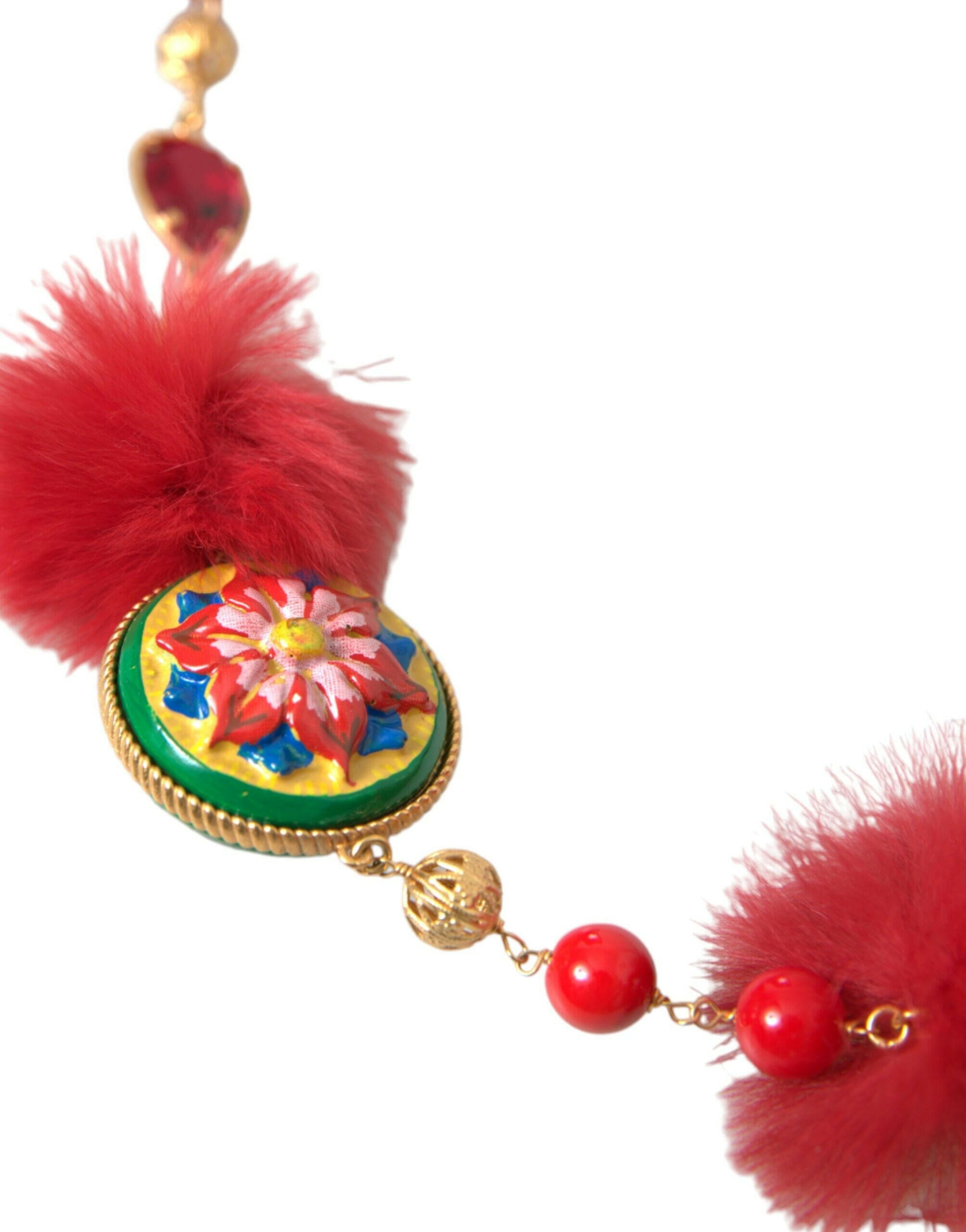 Dolce & Gabbana Gold Brass Red Fur Crystal Waist Torero Waist Belt -   -  Dolce & Gabbana.