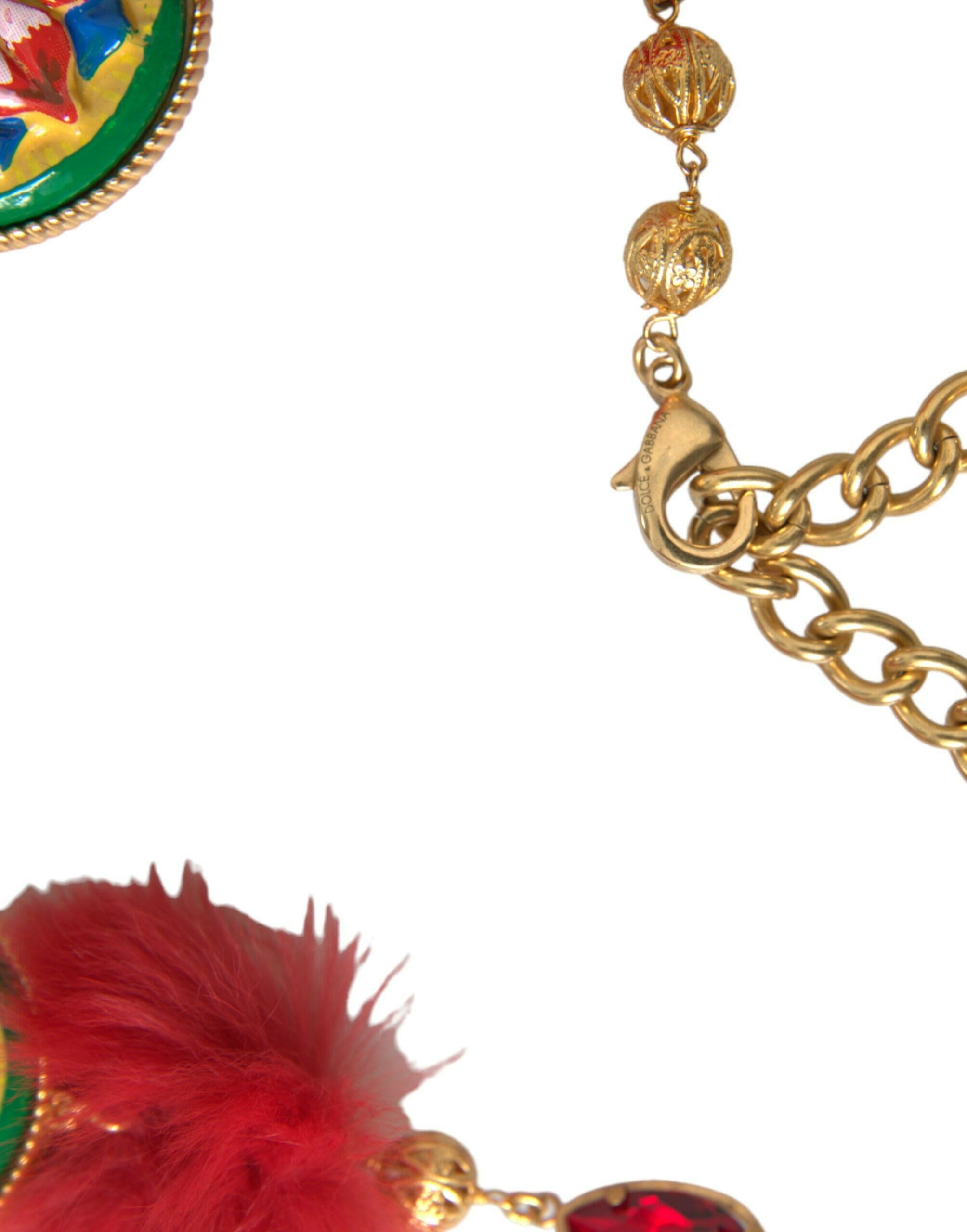 Dolce & Gabbana Gold Brass Red Fur Crystal Waist Torero Waist Belt -   -  Dolce & Gabbana.